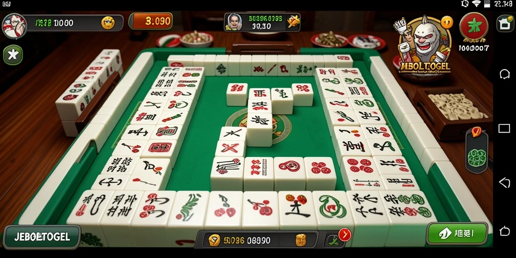 Screenshot gameplay JEBOLTOGEL menunjukkan suasana permainan Mahjong yang menantang.