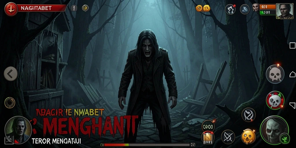 Screenshot dari gameplay horor NAGITABET yang mencekam dan penuh ketegangan.