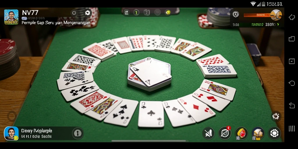 Screenshot gameplay NV77 menampilkan pemain menikmati permainan Gaple.