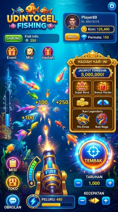 Tampilan antarmuka udintogel yang sederhana dan intuitif.